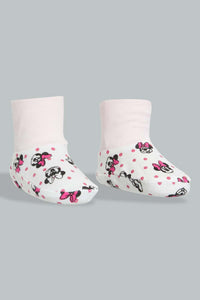 Redtag-Pink-Minnie-Mouse-Mittiens-&-Booties-Set-Gift-Sets-Baby-0 to 12 Months