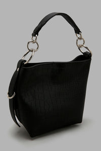 Redtag-Black-Croc-Textured-Bucket-Bag-Cross-Body-Bags-Women-