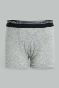 Redtag-Grey-Marl-/Blue--/-Charcoal3-Pack-Boxers-Boxers-Boys-2 to 8 Years