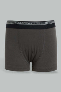 Redtag-Grey-Marl-/Blue--/-Charcoal3-Pack-Boxers-Boxers-Boys-2 to 8 Years