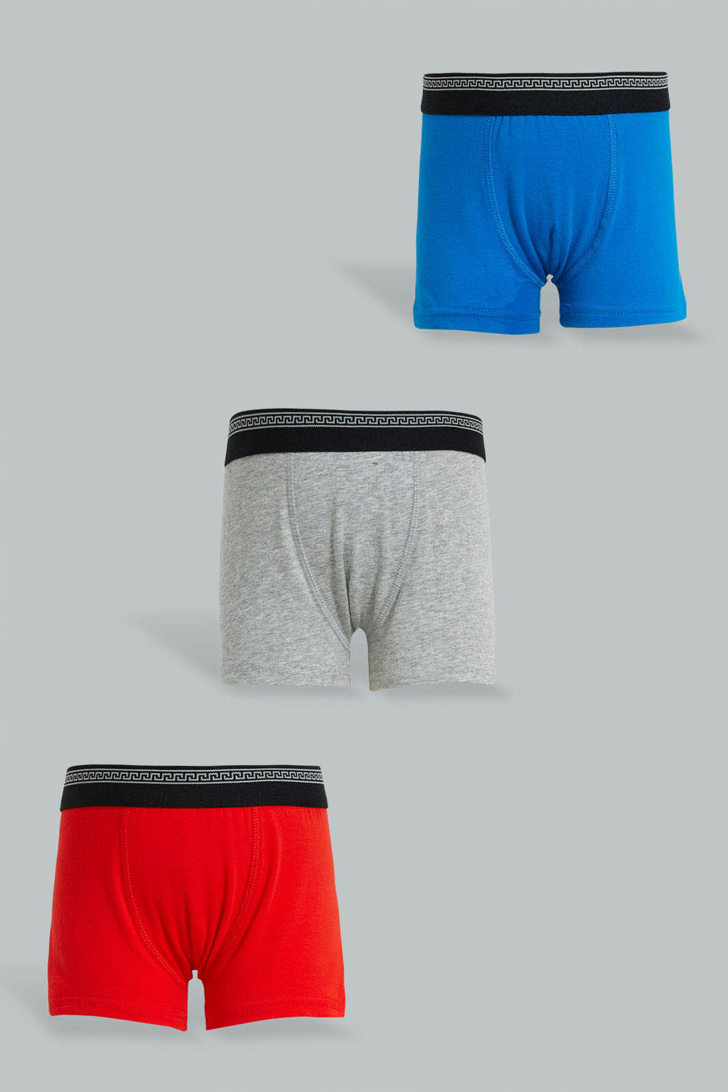 Redtag-Grey-Marl-/-Red-/-Blue--3-Pack-Boxers-365,-Boys-Boxers,-Colour:Assorted,-ESS,-Filter:Boys-(2-to-8-Yrs),-New-In,-New-In-BOY,-Non-Sale,-Section:Kidswear-Boys-2 to 8 Years