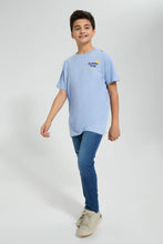 Load image into Gallery viewer, Redtag-Blue-Front-&amp;-Back-Print-T-Shirt-All-Over-Prints-Senior-Boys-9 to 14 Years
