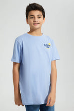 Load image into Gallery viewer, Redtag-Blue-Front-&amp;-Back-Print-T-Shirt-All-Over-Prints-Senior-Boys-9 to 14 Years
