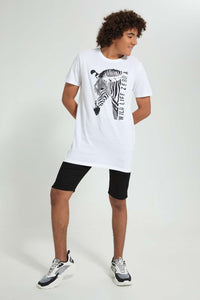 Redtag-White-Zebra-Print-T-Shirt-All-Over-Prints-Senior-Boys-9 to 14 Years