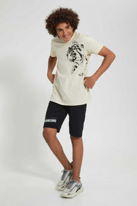 Redtag-Beige-Cheetah-Print-T-Shirt-All-Over-Prints-Senior-Boys-9 to 14 Years