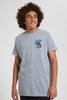 Redtag-Grey-Mel-Front-&-Back-Print-T-Shirt-All-Over-Prints-Senior-Boys-9 to 14 Years