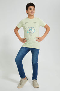 Redtag-Lion-Face-Foil-Print-T-Shirt-All-Over-Prints-Senior-Boys-9 to 14 Years
