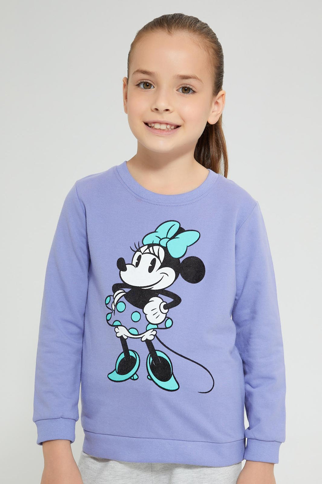 Redtag-Purple-Minnie-Print-SweaT-Shirt-Sweatshirts-Girls-2 to 8 Years