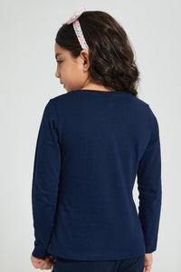 Navy Daisy Duck Long Sleeve T-Shirt