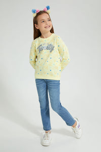 Redtag-Yellow-Printed-Tweety-SweaT-Shirt-Sweatshirts-Girls-2 to 8 Years