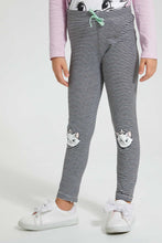 Load image into Gallery viewer, Redtag-Grey-Marie-Striped-Print-Legging-Leggings-Girls-2 to 8 Years
