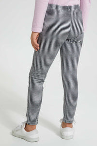 Redtag-Grey-Marie-Striped-Print-Legging-Leggings-Girls-2 to 8 Years