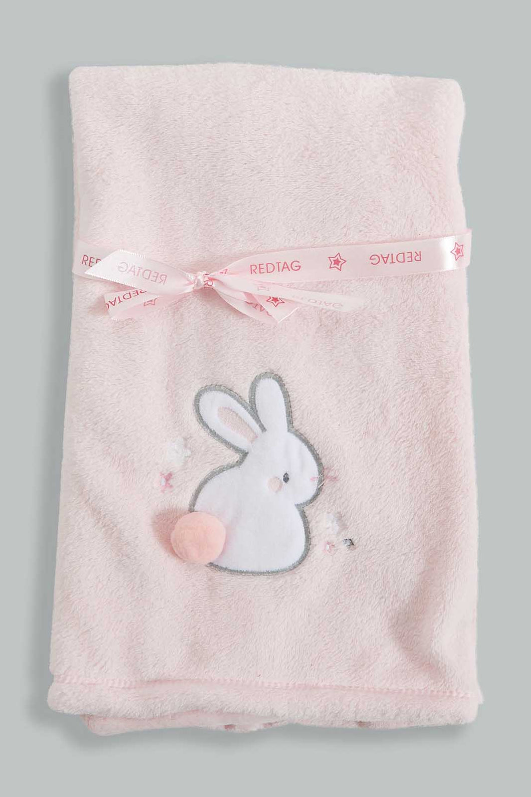 Redtag-Pink-Bunny-Fluffy-Blanket-Baby-Blankets-Baby-0 to 12 Months