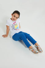 Load image into Gallery viewer, Redtag-Blue-Plain-Trouser-Colour:Blue,-Filter:Girls-(2-to-8-Yrs),-Girls-Trousers,-New-In,-New-In-GIR,-Non-Sale,-S22B,-Section:Kidswear,-TBL-Girls-2 to 8 Years
