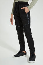 تنزيل الصورة على معرض الصور، Redtag-Black-Heat-Seal-Zip-Active-Pant-Joggers-Senior-Boys-9 to 14 Years

