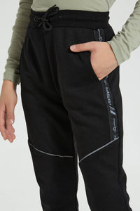 Redtag-Black-Heat-Seal-Zip-Active-Pant-Joggers-Senior-Boys-9 to 14 Years