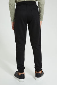 Redtag-Black-Heat-Seal-Zip-Active-Pant-Joggers-Senior-Boys-9 to 14 Years