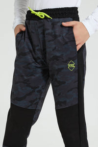 Redtag-Black-C-Biker-Knee-Active-Pant-Joggers-Senior-Boys-9 to 14 Years