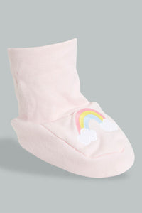 Redtag-Pink-Rainbow-Pair-Of-Booties-Colour:Pink,-Filter:Baby-(0-to-12-Mths),-NBF-Booties,-New-In,-New-In-NBF,-Non-Sale,-S22A,-Section:Kidswear-Baby-0 to 12 Months