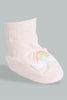 Redtag-Pink-Rainbow-Pair-Of-Booties-Colour:Pink,-Filter:Baby-(0-to-12-Mths),-NBF-Booties,-New-In,-New-In-NBF,-Non-Sale,-S22A,-Section:Kidswear-Baby-0 to 12 Months