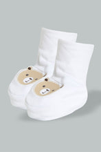 Load image into Gallery viewer, Redtag-White-Bear-Pair-Of-Booties-Colour:White,-Filter:Baby-(0-to-12-Mths),-NBF-Booties,-New-In,-New-In-NBF,-Non-Sale,-S22A,-Section:Kidswear-Baby-0 to 12 Months
