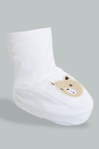 Redtag-White-Bear-Pair-Of-Booties-Colour:White,-Filter:Baby-(0-to-12-Mths),-NBF-Booties,-New-In,-New-In-NBF,-Non-Sale,-S22A,-Section:Kidswear-Baby-0 to 12 Months