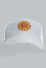 Load image into Gallery viewer, Redtag-Grey-And-White-Cap-With-Pu-Patch-Caps-Men&#39;s-
