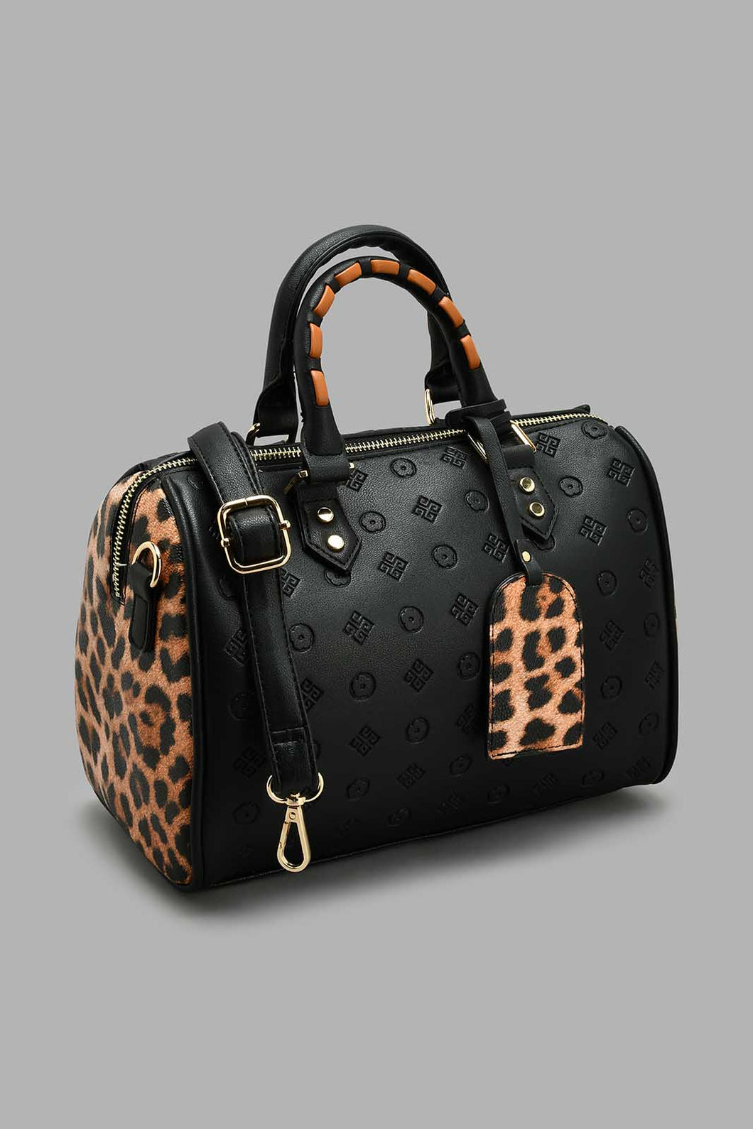 Redtag-Black-Embossed-Day-Bag-Day-Bags-Women-