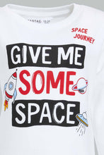 Load image into Gallery viewer, Redtag-White-Space-Light-Weight-Terry-T-Shirt-Graphic-Prints-Infant-Boys-3 to 24 Months
