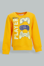 Load image into Gallery viewer, Redtag-Yellow-Music-Light-Weight-Terry-T-Shirt-Graphic-Prints-Infant-Boys-3 to 24 Months
