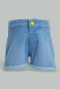 Redtag-Light-Wash-Pull-On-Denim-Short-Denim-Shorts-Infant-Girls-3 to 24 Months