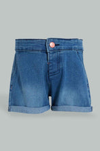 Load image into Gallery viewer, Redtag-Dark-Wash-Pull-On-Denim-Short-Colour:Darkwash,-Filter:Infant-Girls-(3-to-24-Mths),-Infant-Girls-Shorts,-New-In,-New-In-ING,-Non-Sale,-S22B,-Section:Kidswear,-TBL-Infant-Girls-3 to 24 Months
