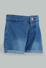 Load image into Gallery viewer, Redtag-Dark-Wash-Pull-On-Denim-Short-Colour:Darkwash,-Filter:Infant-Girls-(3-to-24-Mths),-Infant-Girls-Shorts,-New-In,-New-In-ING,-Non-Sale,-S22B,-Section:Kidswear,-TBL-Infant-Girls-3 to 24 Months
