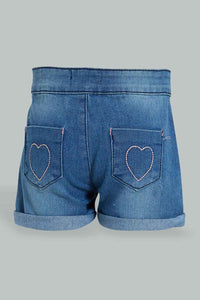 Redtag-Dark-Wash-Pull-On-Denim-Short-Colour:Darkwash,-Filter:Infant-Girls-(3-to-24-Mths),-Infant-Girls-Shorts,-New-In,-New-In-ING,-Non-Sale,-S22B,-Section:Kidswear,-TBL-Infant-Girls-3 to 24 Months