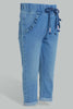Redtag-Light-Wash-Pull-On-Denim-With-Drawcord-Details-Jeans-Slim-Fit-Infant-Girls-3 to 24 Months