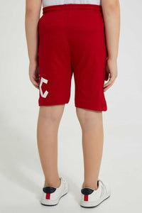 Redtag-Red-Printed-Elasticated-Waist-Short-Active-Shorts-Boys-2 to 8 Years