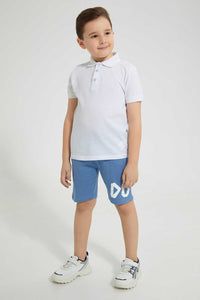 Redtag-Blue-Printed-Elasticated-Waist-Short-Active-Shorts-Boys-2 to 8 Years