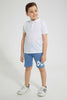 Redtag-Blue-Printed-Elasticated-Waist-Short-Active-Shorts-Boys-2 to 8 Years