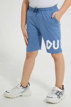 تنزيل الصورة على معرض الصور، Redtag-Blue-Printed-Elasticated-Waist-Short-Active-Shorts-Boys-2 to 8 Years
