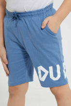 تنزيل الصورة على معرض الصور، Redtag-Blue-Printed-Elasticated-Waist-Short-Active-Shorts-Boys-2 to 8 Years
