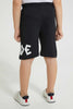 Redtag-Charcoal-Printed-Elasticated-Waist-Short-Active-Shorts-Boys-2 to 8 Years