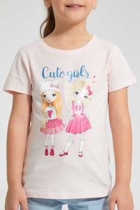 Redtag-Pink-Girl-Print-Tee-Blouses-Girls-2 to 8 Years