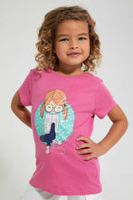 Load image into Gallery viewer, Redtag-Fuchsia-Girl-Print-Tee-Blouses-Girls-2 to 8 Years
