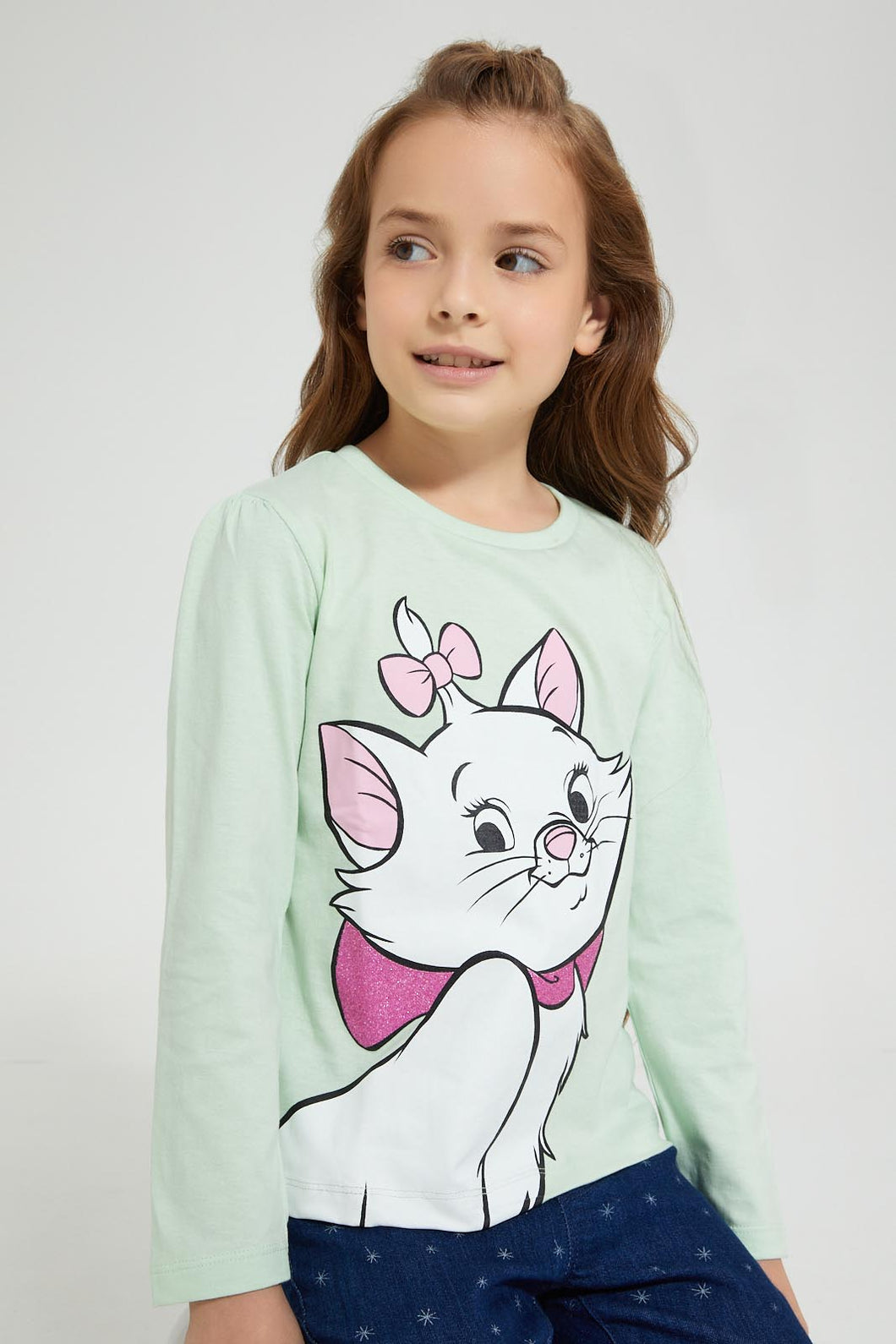 Redtag-Mint-Marie-Print-T-Shirt-Character-Girls-2 to 8 Years