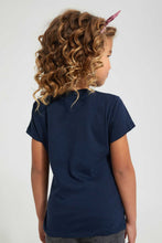 Load image into Gallery viewer, Redtag-Navy-Girl-Print-Tee-Blouses-Girls-2 to 8 Years
