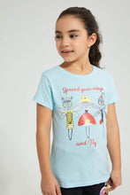 Load image into Gallery viewer, Redtag-Blue-Girl-Print-T-Shirt-Colour:Sky-Blue,-Filter:Girls-(2-to-8-Yrs),-Girls-T-Shirts,-New-In,-New-In-GIR,-Non-Sale,-S22B,-Section:Kidswear,-TBL-Girls-2 to 8 Years
