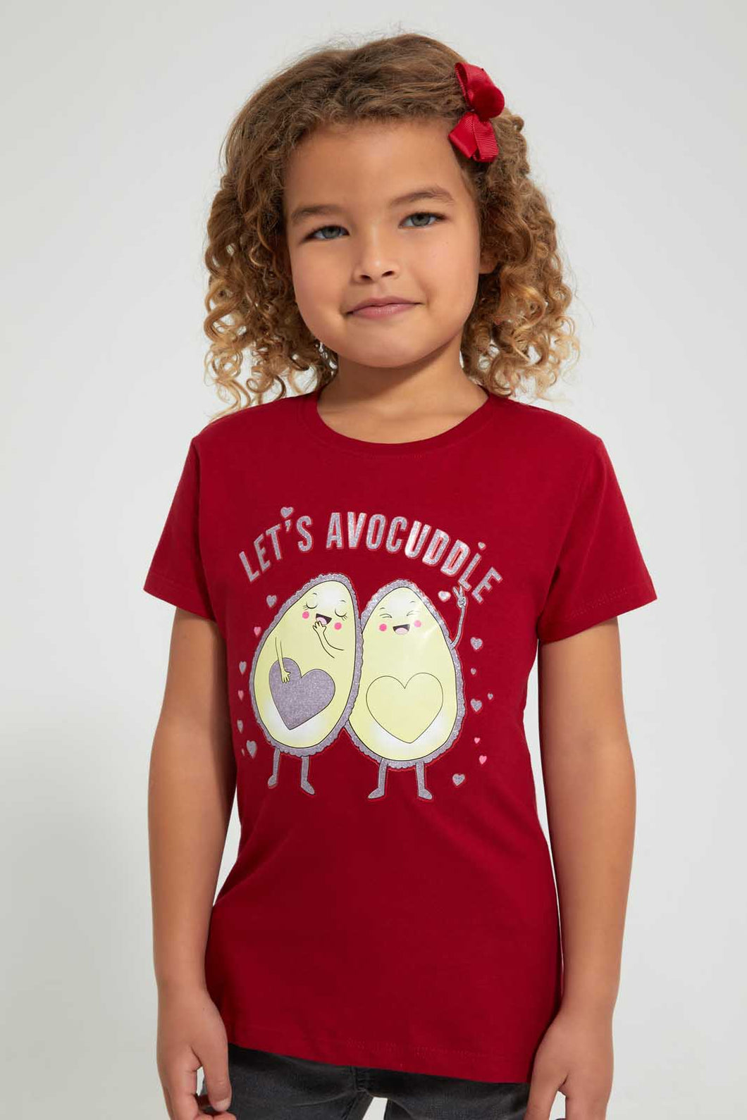 Redtag-Red-Avocado-Print-Tee-Blouses-Girls-2 to 8 Years