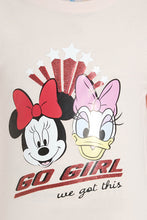 Load image into Gallery viewer, Redtag-Pink-Minnie-&amp;-Donald-Frill-Slv-T-Shirt-Long-Sleeves-Girls-2 to 8 Years
