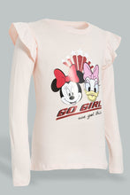 Load image into Gallery viewer, Redtag-Pink-Minnie-&amp;-Donald-Frill-Slv-T-Shirt-Long-Sleeves-Girls-2 to 8 Years
