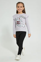 Load image into Gallery viewer, Redtag-Lilac-Bugs-Bunny-Frill-Slv-T-Shirt-Long-Sleeves-Girls-2 to 8 Years
